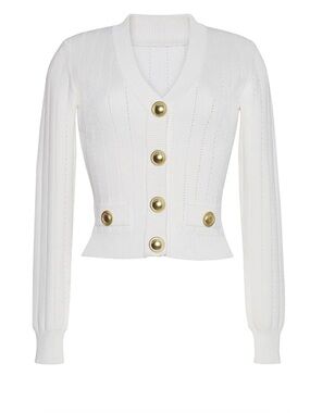 Cara Cara Lavira Ivory Knit Cardigan Gold Buttons Size S